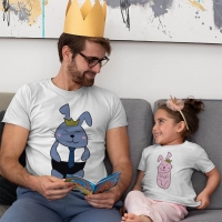 Tavşan Baba Kız Çocuk Tişört Kombini - 2