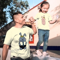 Tavşan Baba Kız Çocuk Tişört Kombini - 5