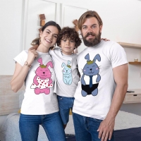 Tavşan Anne Baba Erkek Çocuk Tişört Kombini - 4