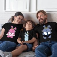 Tavşan Anne Baba Erkek Çocuk Tişört Kombini - 5