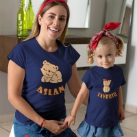 Aslan Yavrusu Anne Kız Çocuk Tişört Kombini - 3