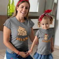 Aslan Yavrusu Anne Kız Çocuk Tişört Kombini - 5