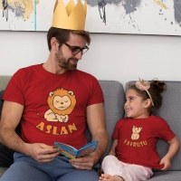 Aslan Yavrusu Baba Kız Çocuk Tişört Kombini