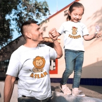 Aslan Yavrusu Baba Kız Çocuk Tişört Kombini - 2