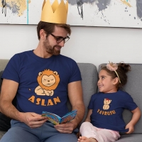 Aslan Yavrusu Baba Kız Çocuk Tişört Kombini - 3