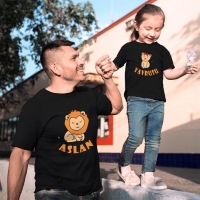 Aslan Yavrusu Baba Kız Çocuk Tişört Kombini - 4
