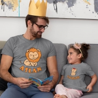 Aslan Yavrusu Baba Kız Çocuk Tişört Kombini - 5