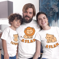 Aslan Yavrusu Anne Baba Erkek Çocuk Tişört Kombini - 2