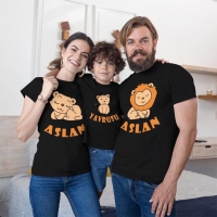 Aslan Yavrusu Anne Baba Erkek Çocuk Tişört Kombini - 4