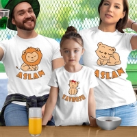 Aslan Yavrusu Anne Baba Kız Çocuk Tişört Kombini - 2