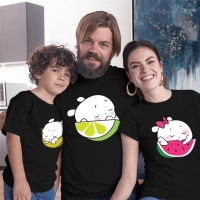 Sevimli Meyveler Anne Baba ve Erkek Çocuk Tişört Kombini - 3