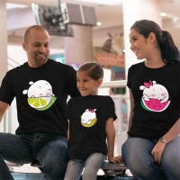 Sevimli Meyveler Anne Baba ve Kız Çocuk Tişört Kombini - 2