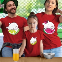 Sevimli Meyveler Anne Baba ve Kız Çocuk Tişört Kombini - 3