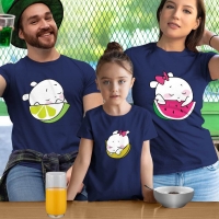 Sevimli Meyveler Anne Baba ve Kız Çocuk Tişört Kombini - 5