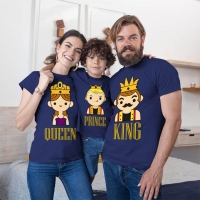 Kral Kraliçe ve Prens Anne Baba Erkek Çocuk Tişört Kombini - 4