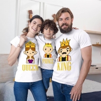 Kral Kraliçe ve Prens Anne Baba Erkek Çocuk Tişört Kombini - 5