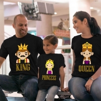 Kral Kraliçe ve Prenses Anne Baba Kız Çocuk Tişört Kombini - 2