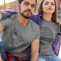 Pizza Tasarımlı Sevgili Tişört Kombini - 4