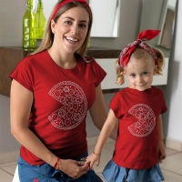 Pizza Tasarımlı Anne Kız Çocuk Tişört Kombini - 2