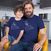 Pizza Tasarımlı Baba Erkek Çocuk Tişört Kombini - 3