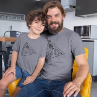 Pizza Tasarımlı Baba Erkek Çocuk Tişört Kombini - 4