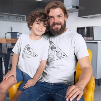 Pizza Tasarımlı Baba Erkek Çocuk Tişört Kombini - 5