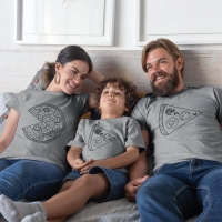 Pizza Tasarımlı Anne Baba Erkek Çocuk Tişört Kombini - 4