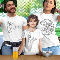 Pizza Tasarımlı Anne Baba Erkek Çocuk Tişört Kombini - 5