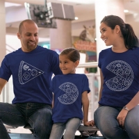 Pizza Tasarımlı Anne Baba Kız Çocuk Tişört Kombini - 5