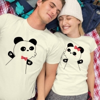 Panda Baskılı Sevgili Tişört Kombini - 5