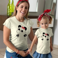 Panda Anne ve Kız Çocuk Tişört Kombini - 2