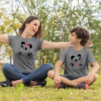 Panda Anne ve Erkek Çocuk Tişört Kombini - 4