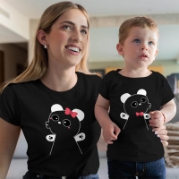 Panda Anne ve Erkek Çocuk Tişört Kombini - 5