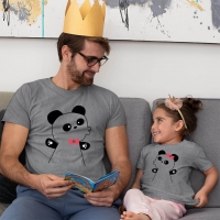 Panda Baba ve Kız Çocuk Tişört Kombini - 4