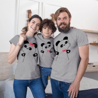 Panda Anne Baba ve Erkek Çocuk Tişört Kombini - 4