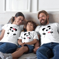 Panda Anne Baba ve Erkek Çocuk Tişört Kombini - 5