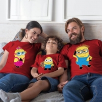 Çılgın Hırsız Minyonlar Anne Baba ve Erkek Çocuk Tişört Kombini - 3