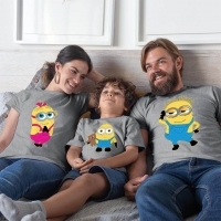 Çılgın Hırsız Minyonlar Anne Baba ve Erkek Çocuk Tişört Kombini - 4