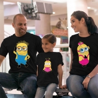Çılgın Hırsız Minyonlar Anne Baba ve Kız Çocuk Tişört Kombini - 3