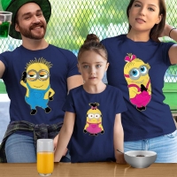 Çılgın Hırsız Minyonlar Anne Baba ve Kız Çocuk Tişört Kombini - 5
