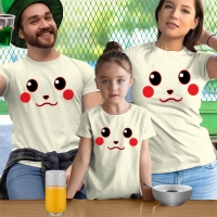 Pikachu Anne Baba ve Kız Çocuk Tişört Kombini - 4