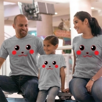 Pikachu Anne Baba ve Kız Çocuk Tişört Kombini - 5