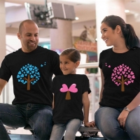 Aşk Ağaçları Anne Baba ve Kız Çocuk Tişört Kombini - 2