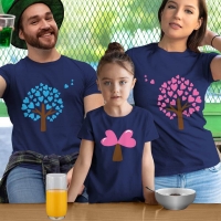 Aşk Ağaçları Anne Baba ve Kız Çocuk Tişört Kombini - 3