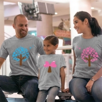 Aşk Ağaçları Anne Baba ve Kız Çocuk Tişört Kombini - 4
