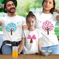 Aşk Ağaçları Anne Baba ve Kız Çocuk Tişört Kombini - 5