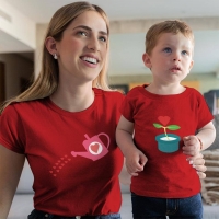 Büyüyen Sevgi Temalı Anne Erkek Çocuk Tişört Kombini - 2
