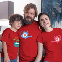 Büyüyen Sevgi Temalı Anne Baba ve Erkek Çocuk Tişört Kombini - 2