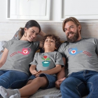 Büyüyen Sevgi Temalı Anne Baba ve Erkek Çocuk Tişört Kombini - 4