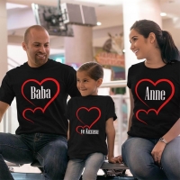 Ailenin Kuzusu Anne Baba Kız Çocuk Tişört Kombini - 2